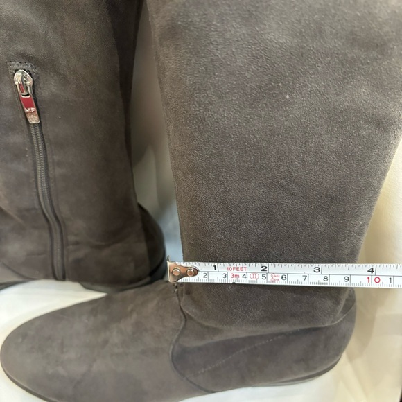 MARC FISHER Sz 9 Over the Knee Boots Drawstring Almond Toe Flat Heel In Grey - Picture 7 of 14